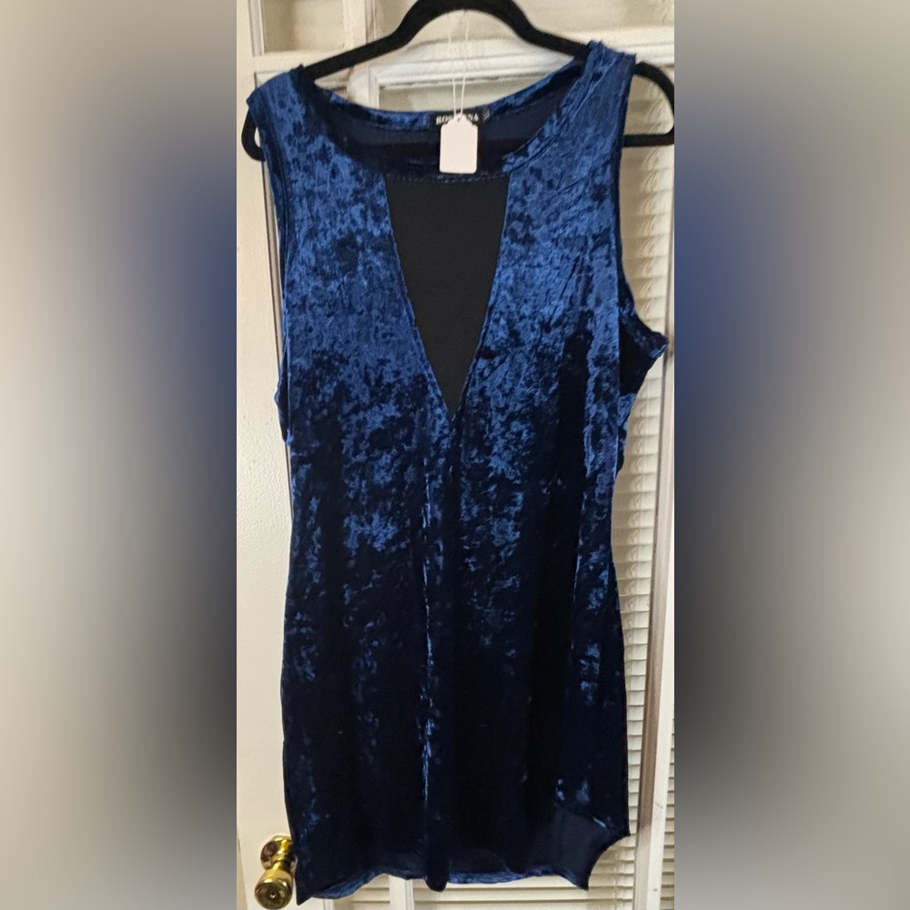 Rosianna Royal Blue Velvet Crush Dress-Size XL